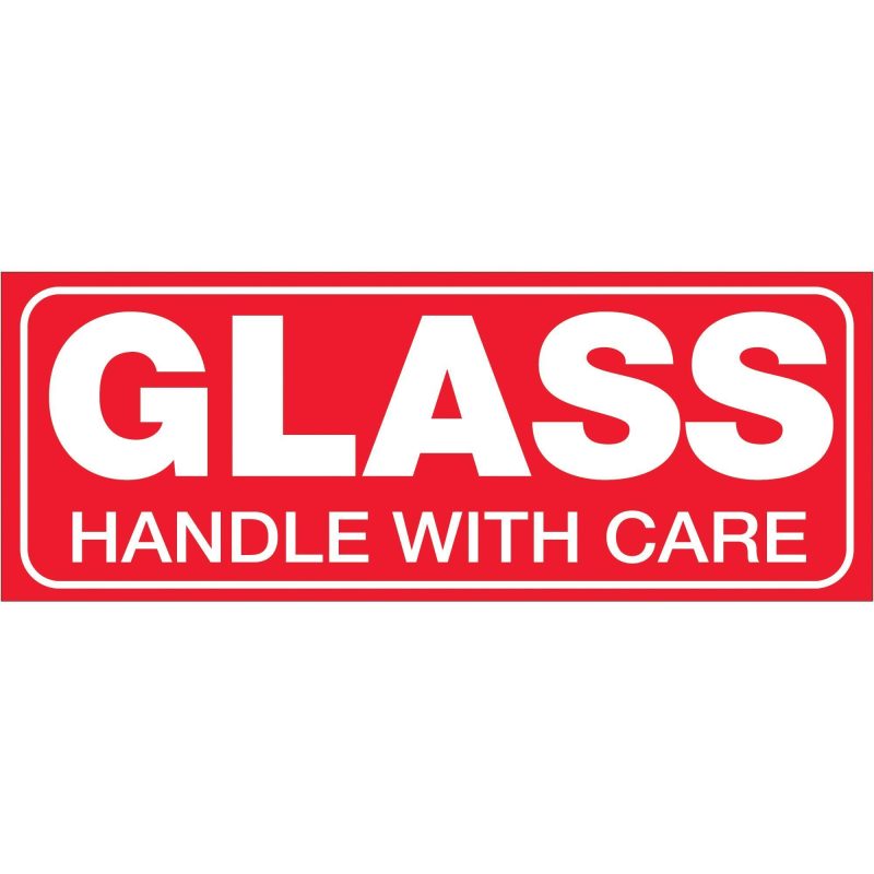 1 12 x 4 glass handle with care labels scl204r