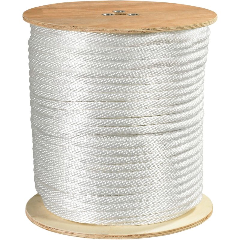 58 6000 lb white solid braided nylon rope twr123