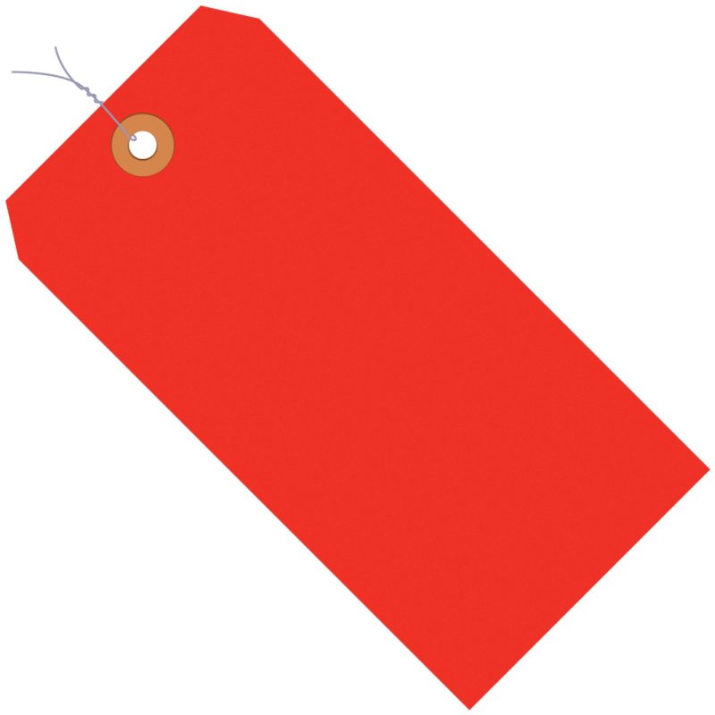 6 14 x 3 18 fluorescent red 13 pt shipping tags pre wired g12083c