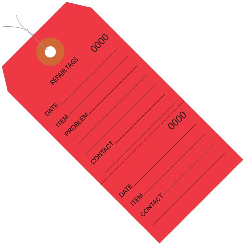 6 14 x 3 18 red repair tags consecutively numbered pre wired g26203w