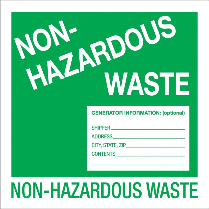 6 x 6 non hazardous waste labels dl1302