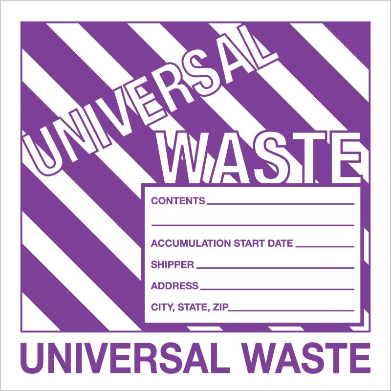 6 x 6 universal waste labels dl1303