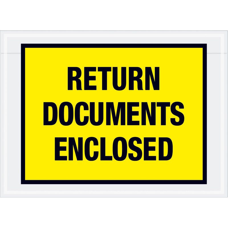 7 12 x 5 12 yellow return documents enclosed envelopes pl448