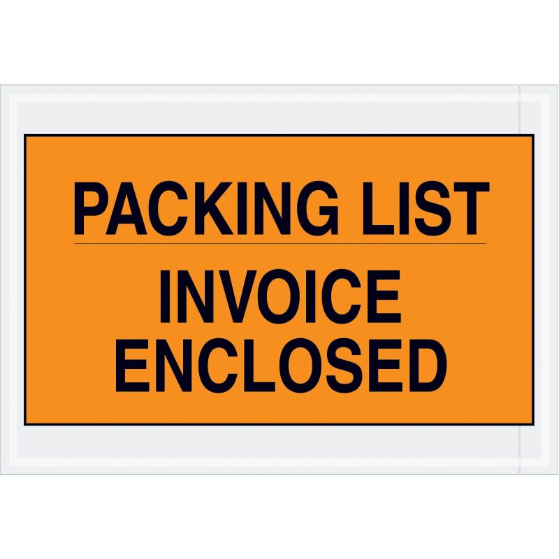 7 x 10 orange packing listinvoice enclosed envelopes pl419