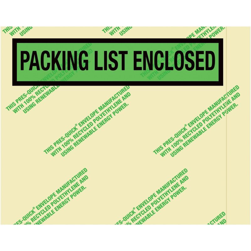 7 x 5 12 environmental packing list enclosed envelopes pqgreen19