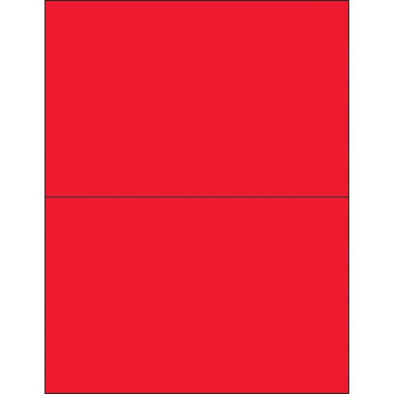 8 12 x 5 12 fluorescent red rectangle laser labels ll184rd