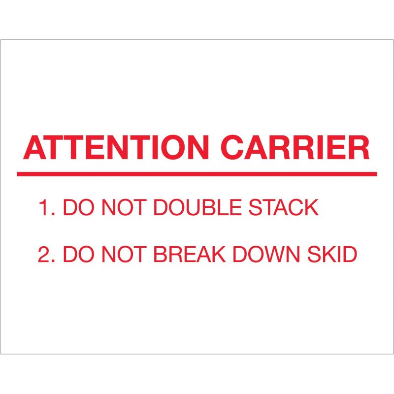 8 x 10 attention carrier labels dl1231