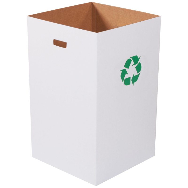 corrugated trash can with recycle logo 40 gallon crr40r