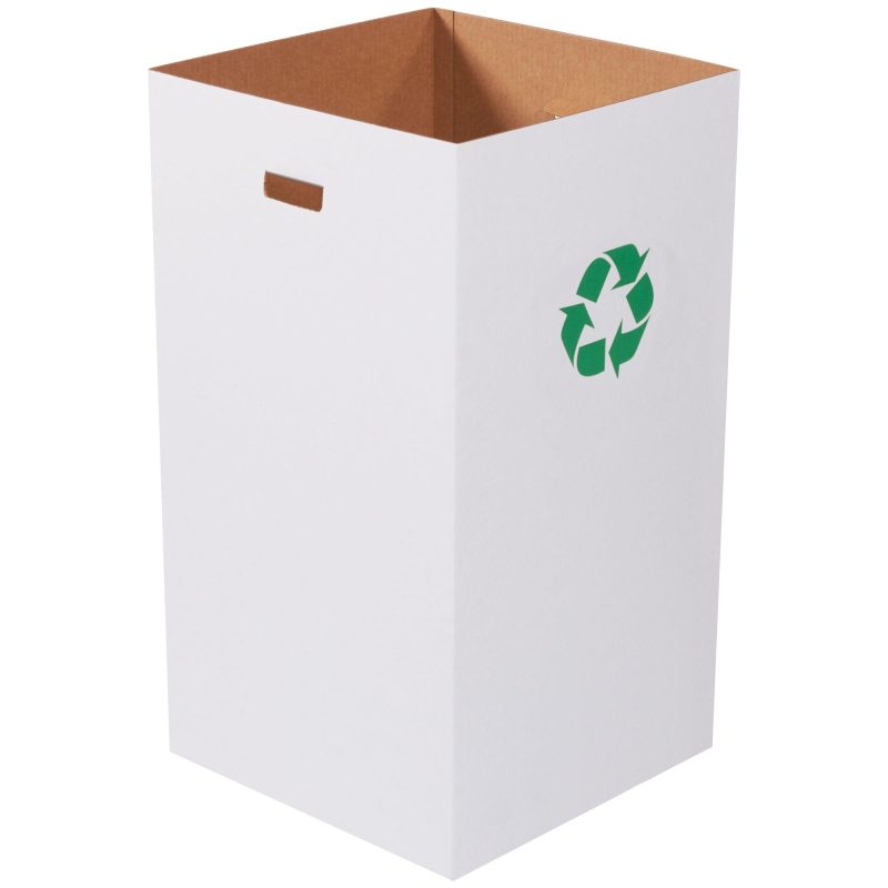 corrugated trash can with recycle logo 50 gallon crr50r