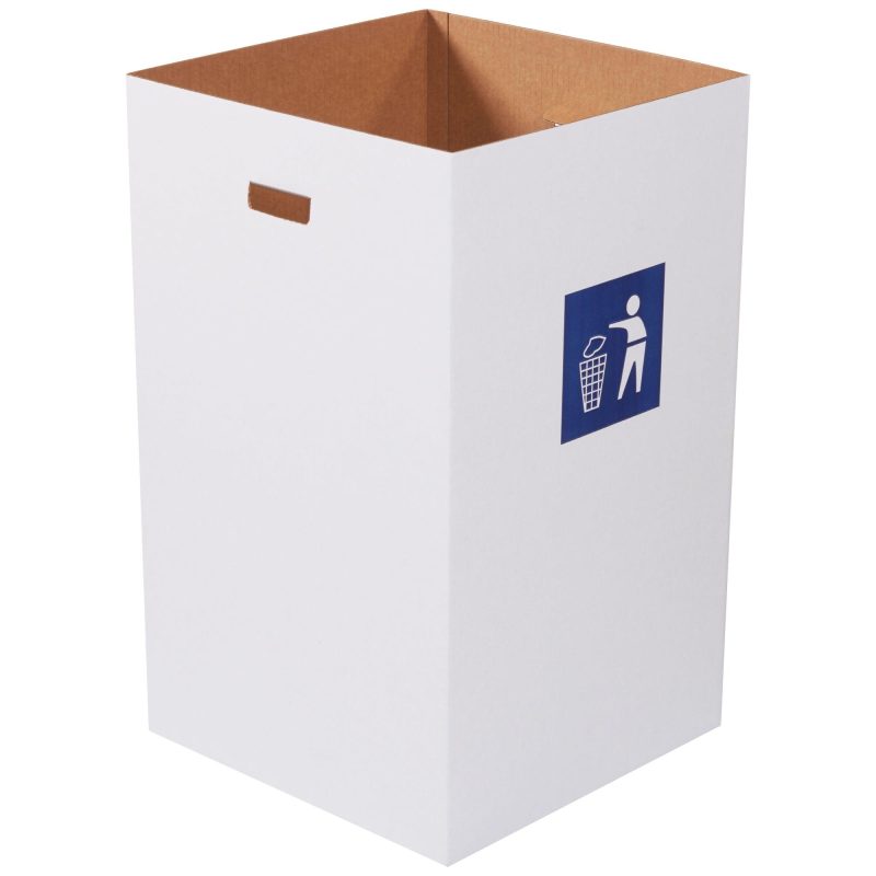 corrugated trash can with waste logo 40 gallon crr40w