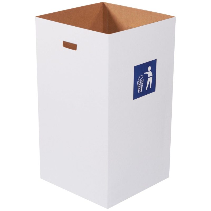 corrugated trash can with waste logo 50 gallon crr50w