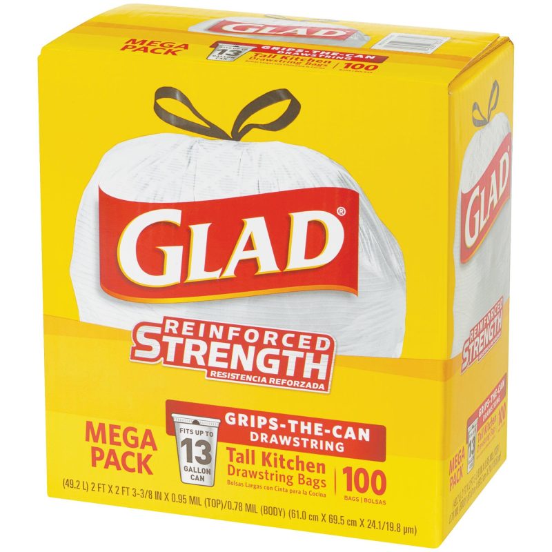 glad r drawstring trash bags 13 gallon white glad13dsw