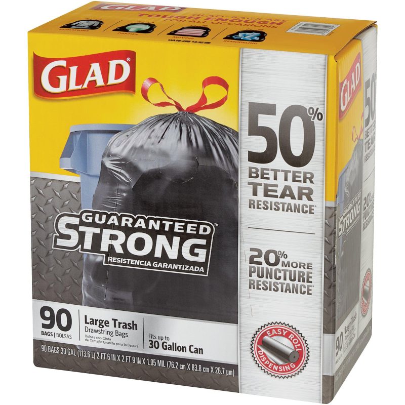 glad r drawstring trash bags 30 gallon black glad30dsb