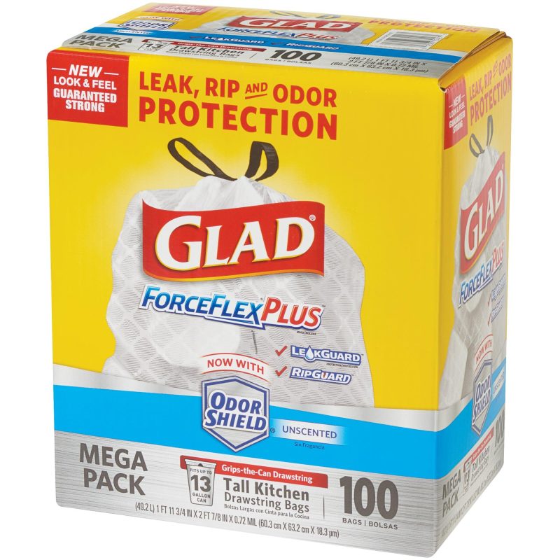 glad r forceflex r trash bags 13 gallon white glad13ffw