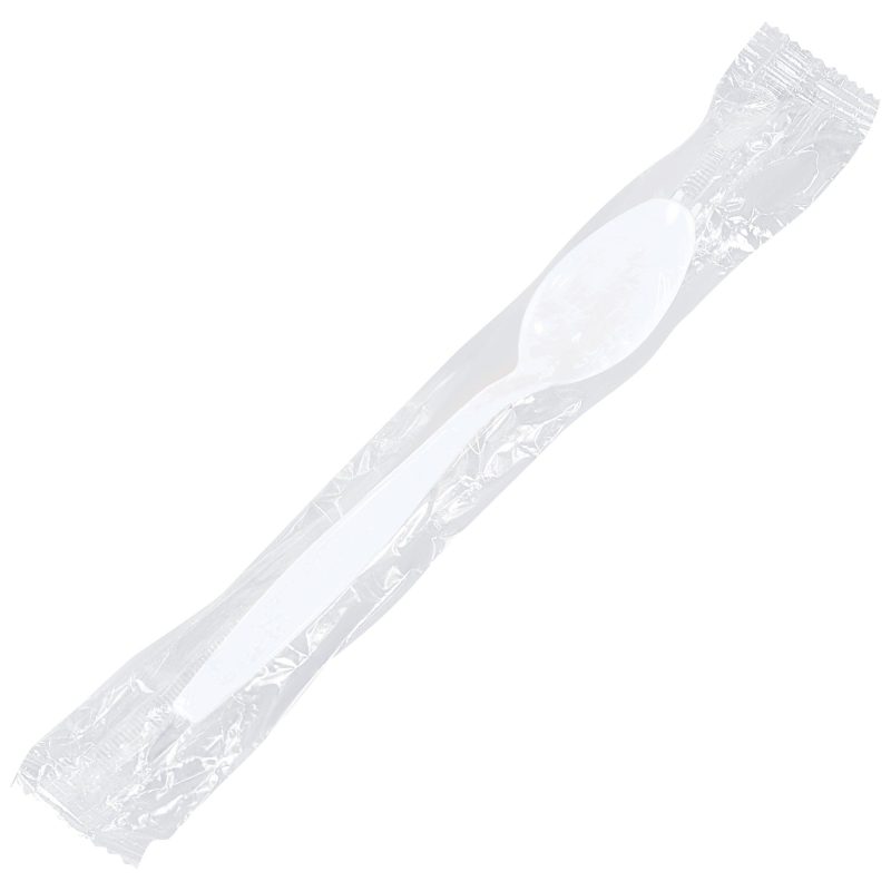 individually wrapped white plastic spoons pw109