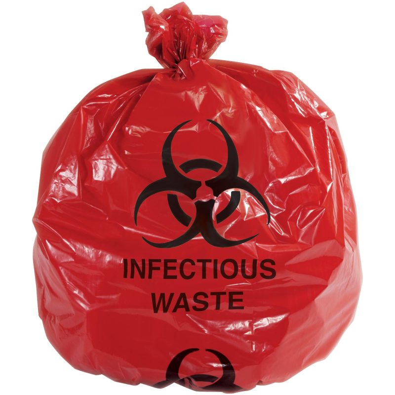 infectious waste trash liner red with infectious waste print 30 gallon 1 1 mil cl9001