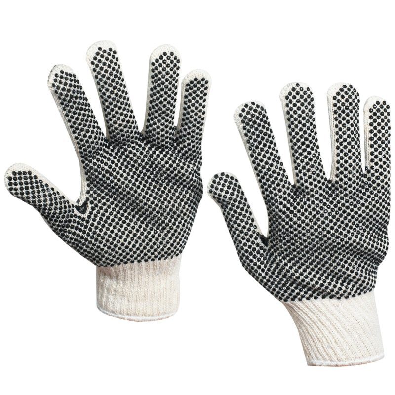 pvc black dot knit gloves large glv1011l