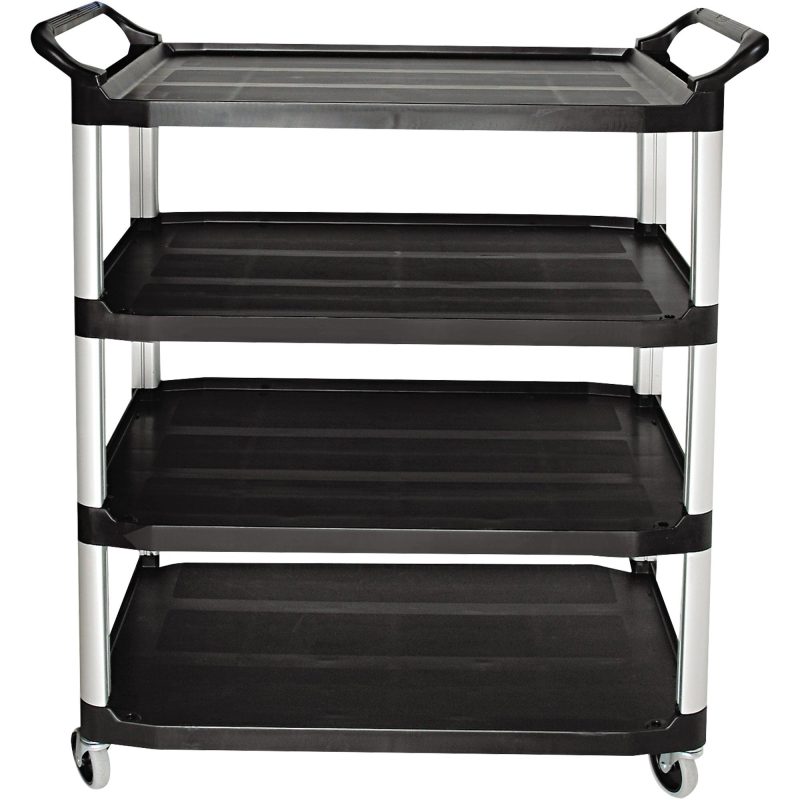 rubbermaid r black service cart 41 x 20 x 51 black rub442bl