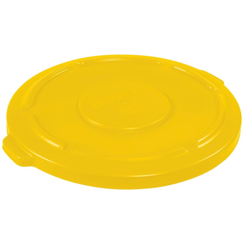 rubbermaid r brute r flat trash can lid 55 gallon yellow rub355ly