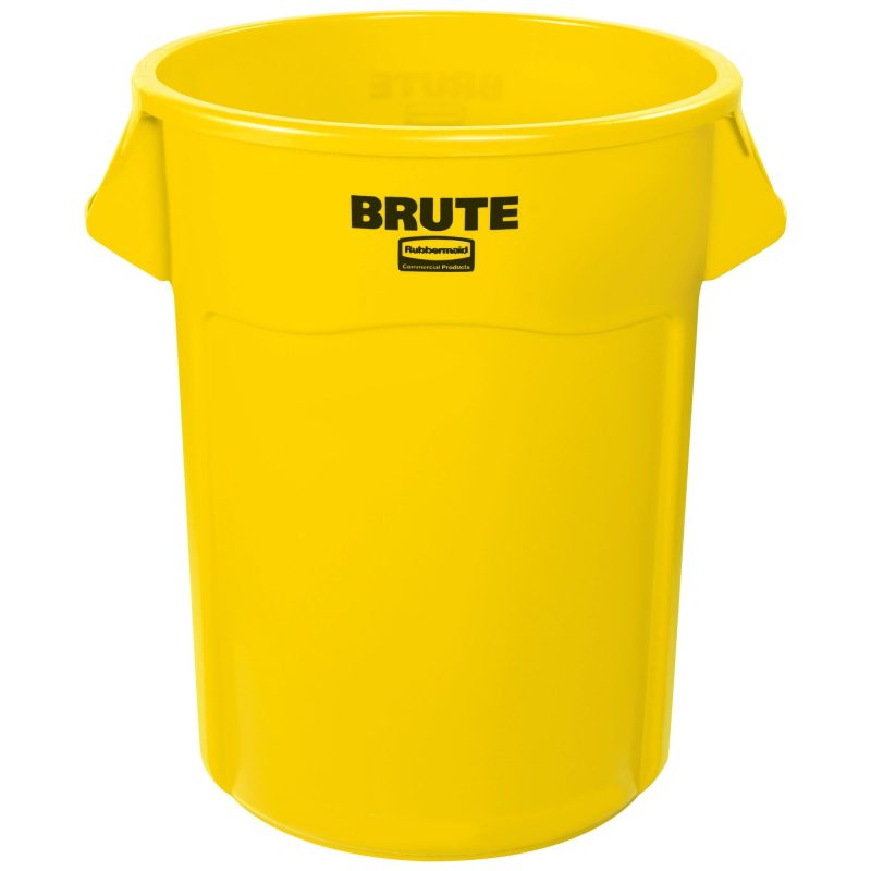 rubbermaid r brute r trash can 55 gallon yellow rub355cy