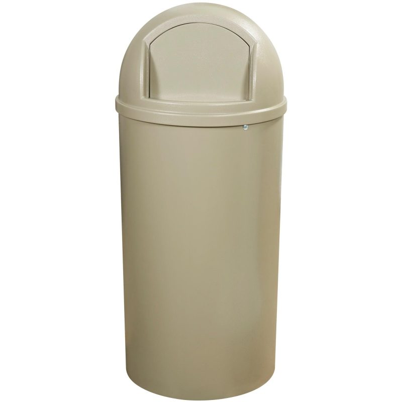 rubbermaid r marshal r domed trash can 25 gallon beige rub145cbe