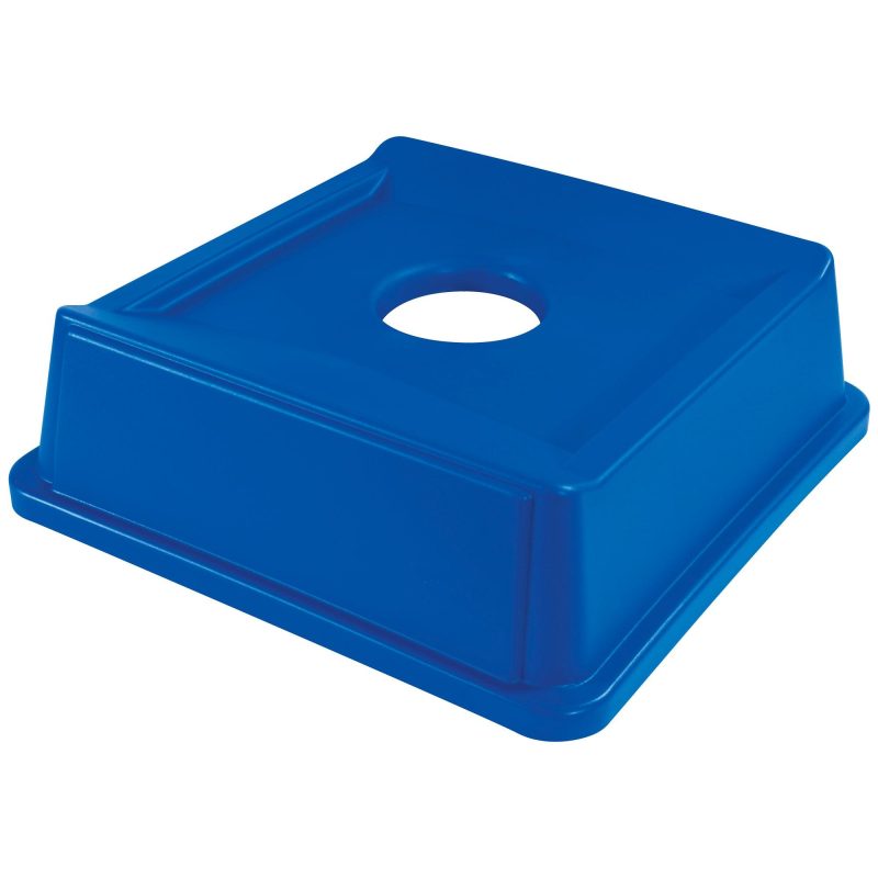 rubbermaid r square recycling bottle and can lid 35 and 50 gallon blue rub153blblu