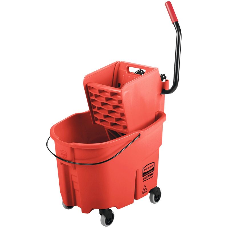 rubbermaid r wavebrake r bucketwringer side press 35 quart red jan183