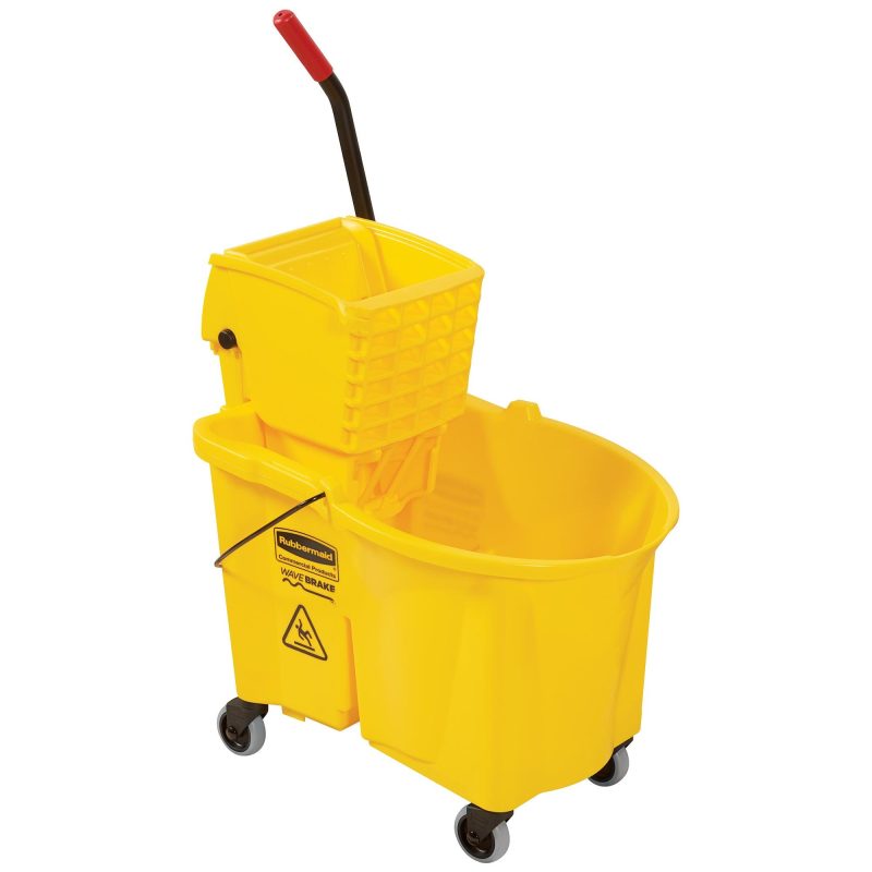 rubbermaid r wavebrake r bucketwringer side press 44 quart yellow jan184