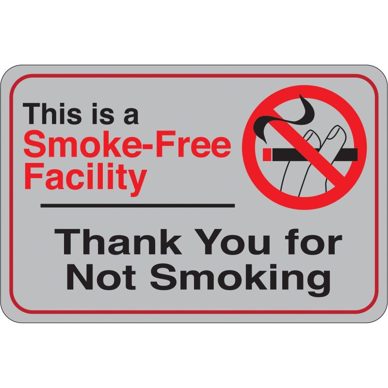 smoke free facility 6 x 9 facility sign sn208