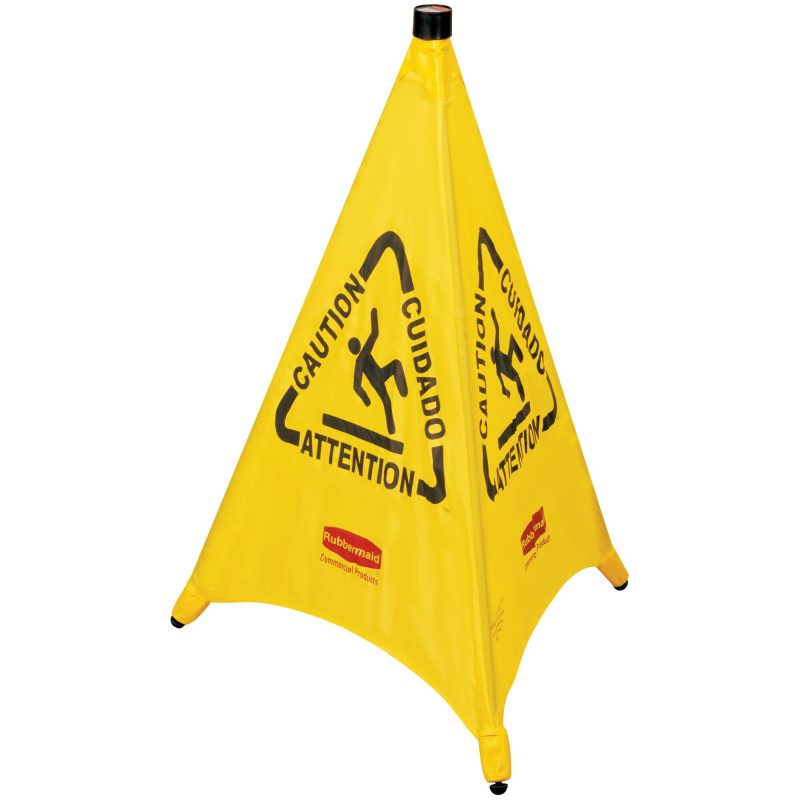 wet floor safety cone 3 sided multilingual pop up cone jan107