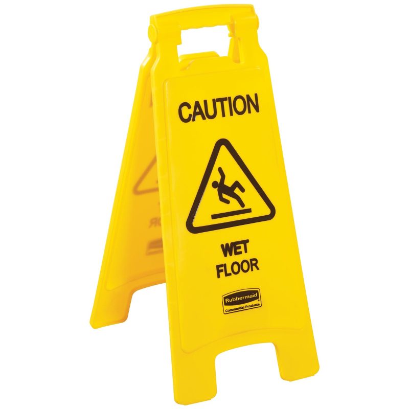 wet floor sign 2 sided english stand jan106